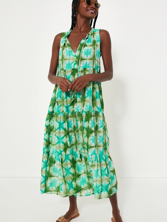 Tuckernuck Dresses & Skirts - Tuckernuck Seafoam Medallion Salty Paloma Caftan Tie-Dye Tiered Maxi Dress Small